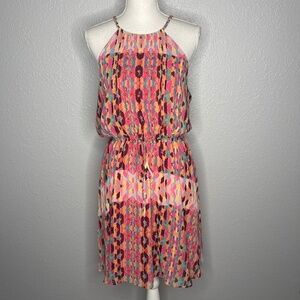 Jessica Simpson colorful dress halter neck